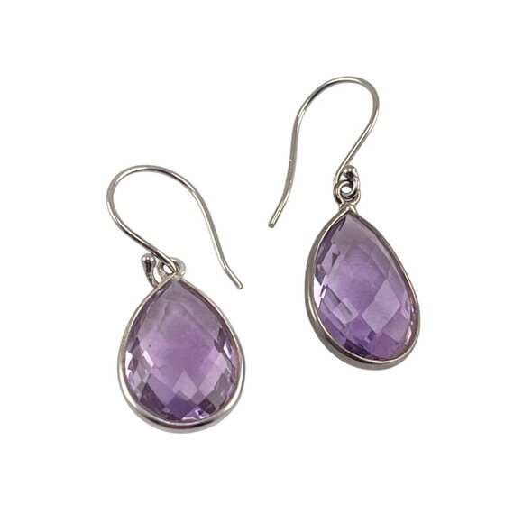 Sterling Silver Amethyst Teardrop Earrings  Gift For Her - Picture 3 of 7